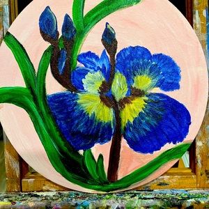 10” Round Canvas Board features a Signed Original Painting